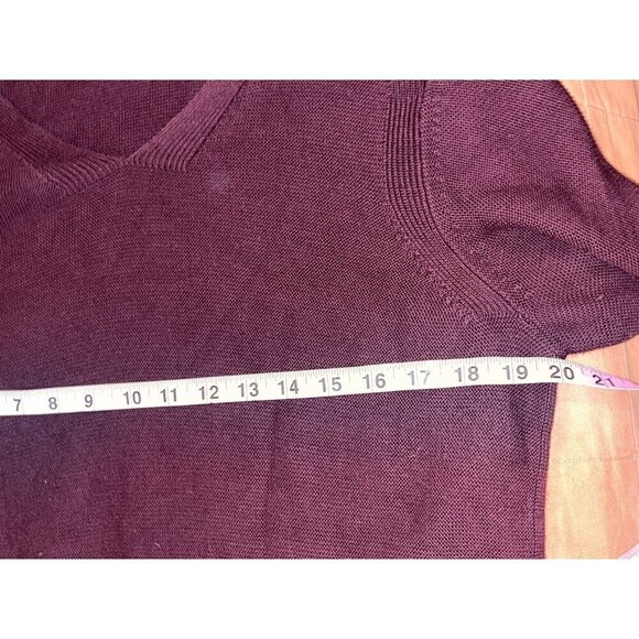 Talbots Burgundy V-Neck Long Sleeve Knit Pullover Sweater Women's Size L - Picture 6 of 9